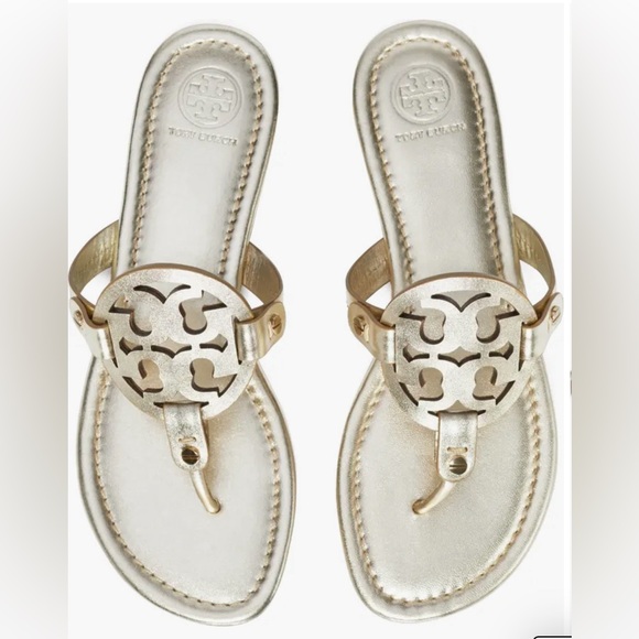 TORY BURCH Metallic Miller Sandal Spark Gold Sz 6 *New without box* - Picture 1 of 10
